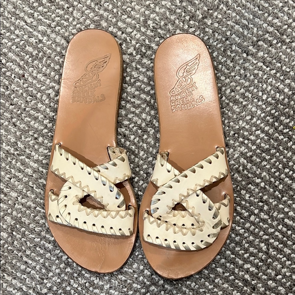 Ancient Greek Sandals Women's Tan and Cream Sandals